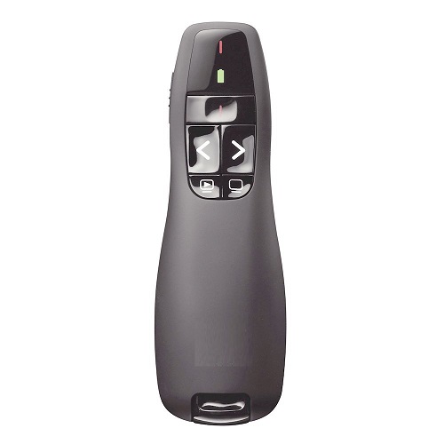 שלט מצגות אלחוטי חיבור רסיייבר לשינוי המצגת באמצעות 2 כפתורים ימינה שמאלה וכמצביע לייזר אדום כולל מד סוללה Oem R400 Cordless Presenter USB RECIVER 2.4GHz